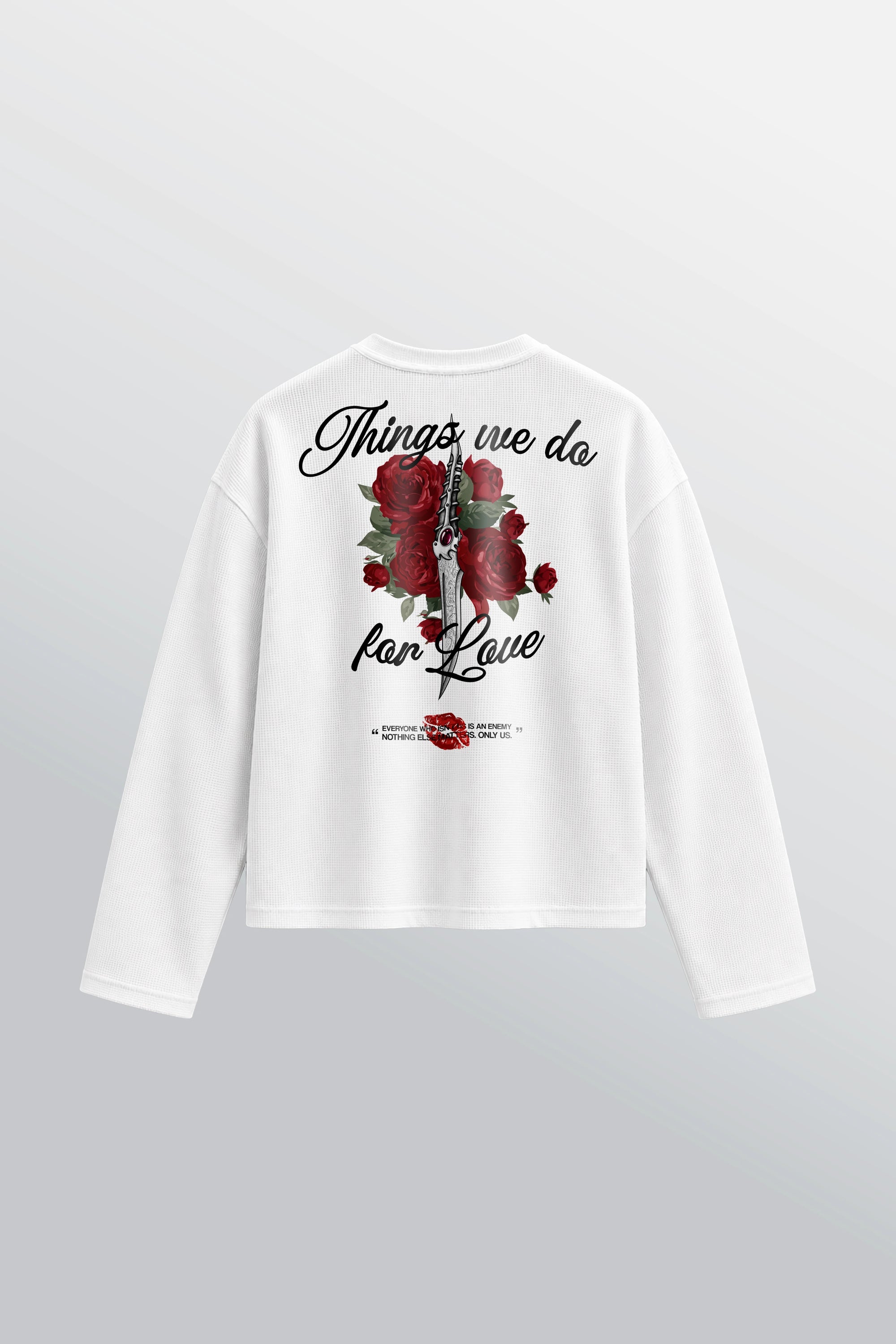 Lannister Love Oversized Henley Waffle Tee White – Back