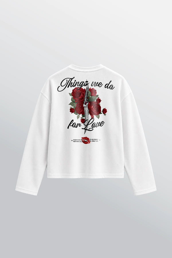 Lannister Love Oversized Henley Waffle Tee White