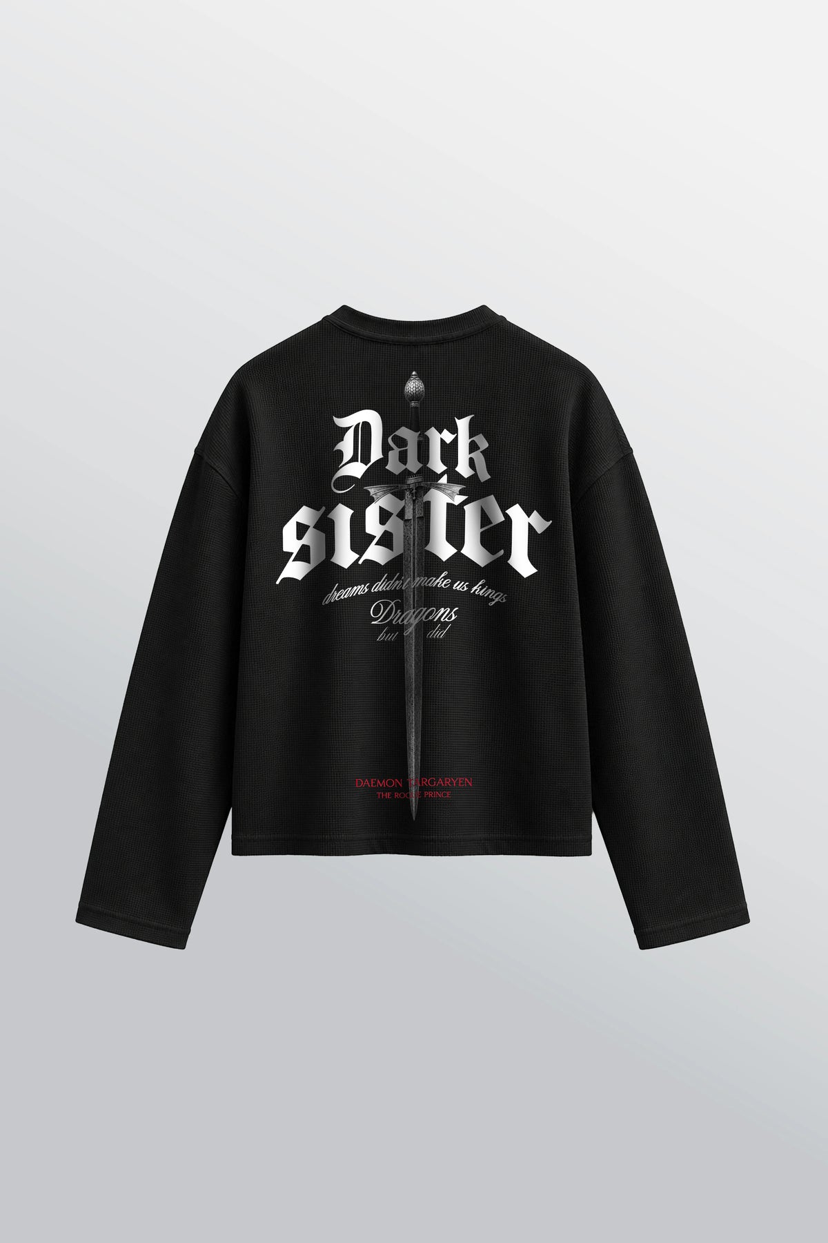 Dark Sister Oversized Henley Waffle Tee Black