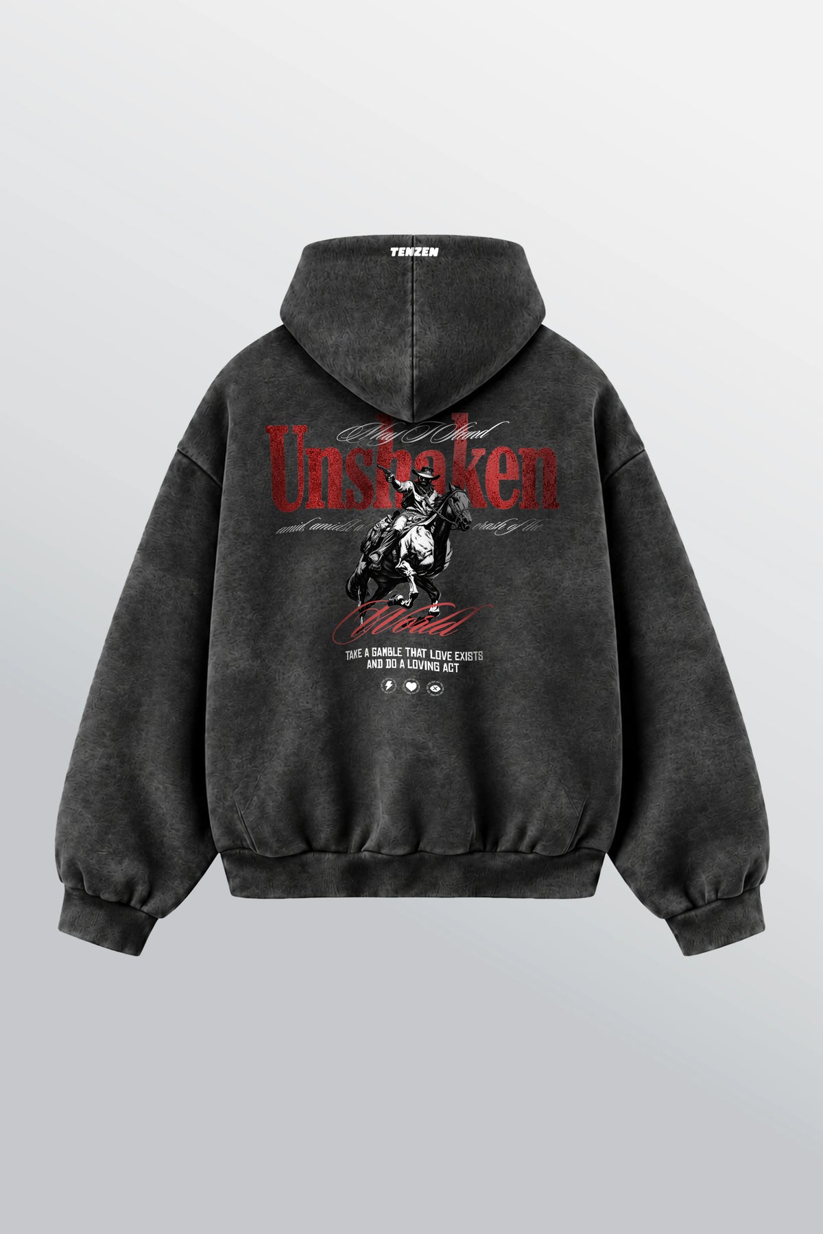 Stand Unshaken Oversized Hoodie Acid Black