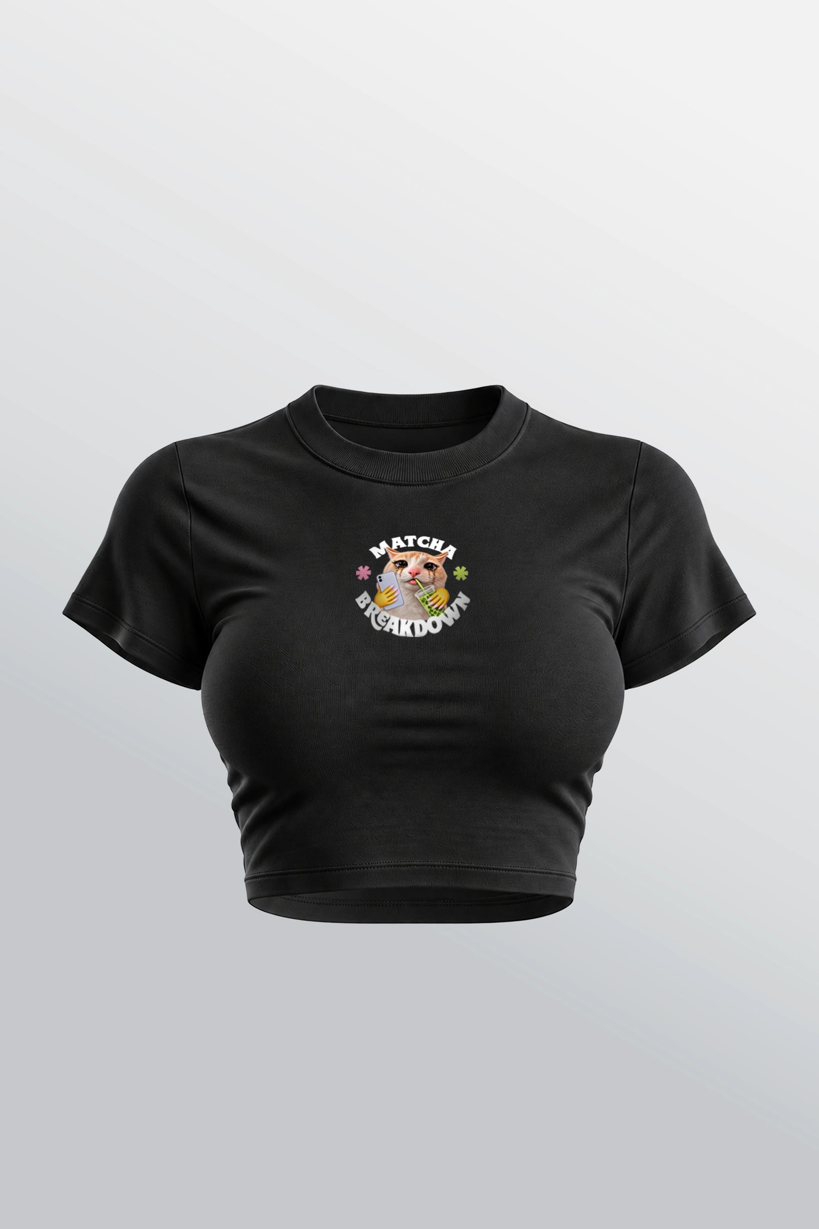 Matcha Breakdown Baby Tee Black
