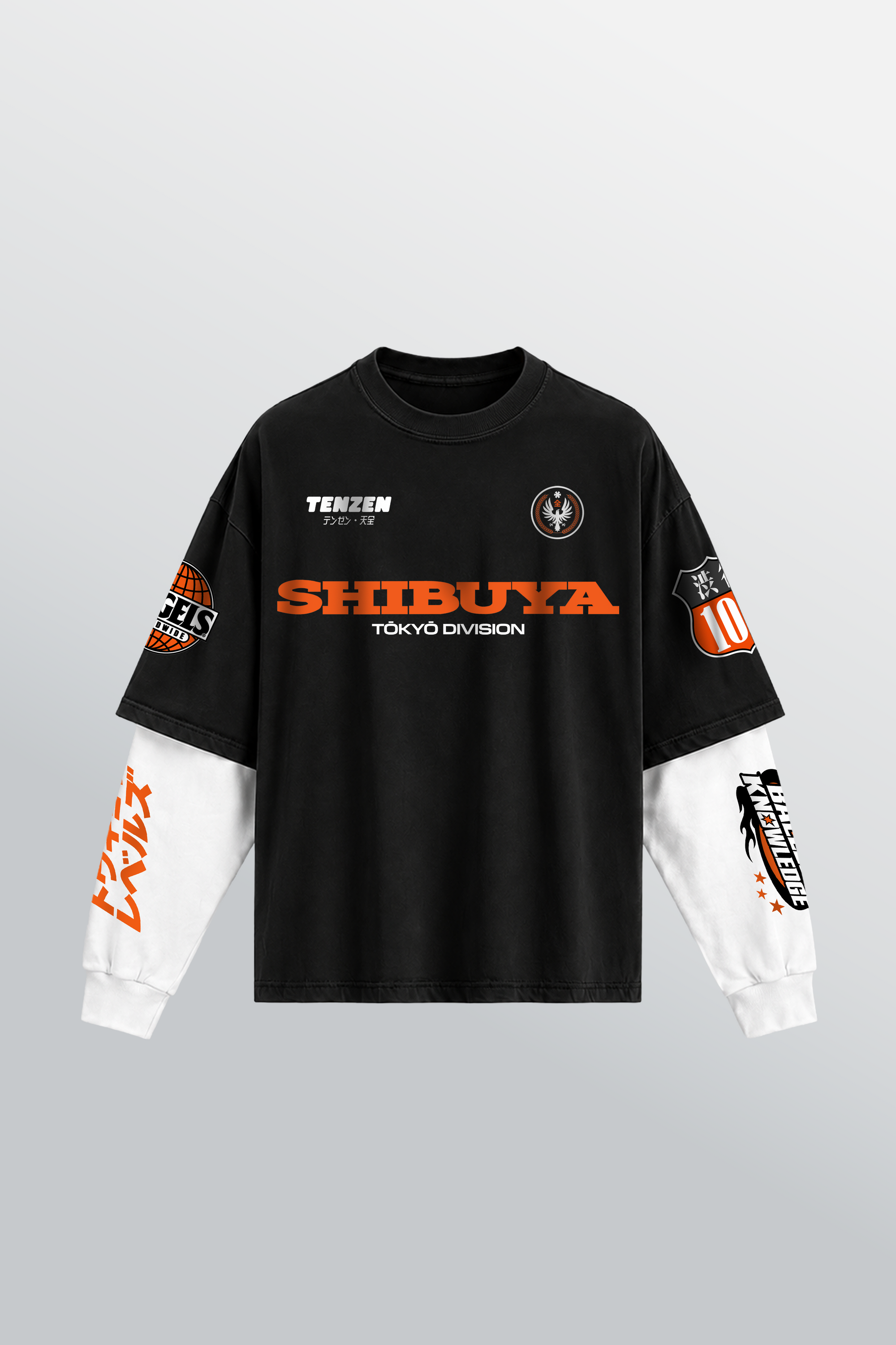 Shibuya Division Layered Tee Black – Front
