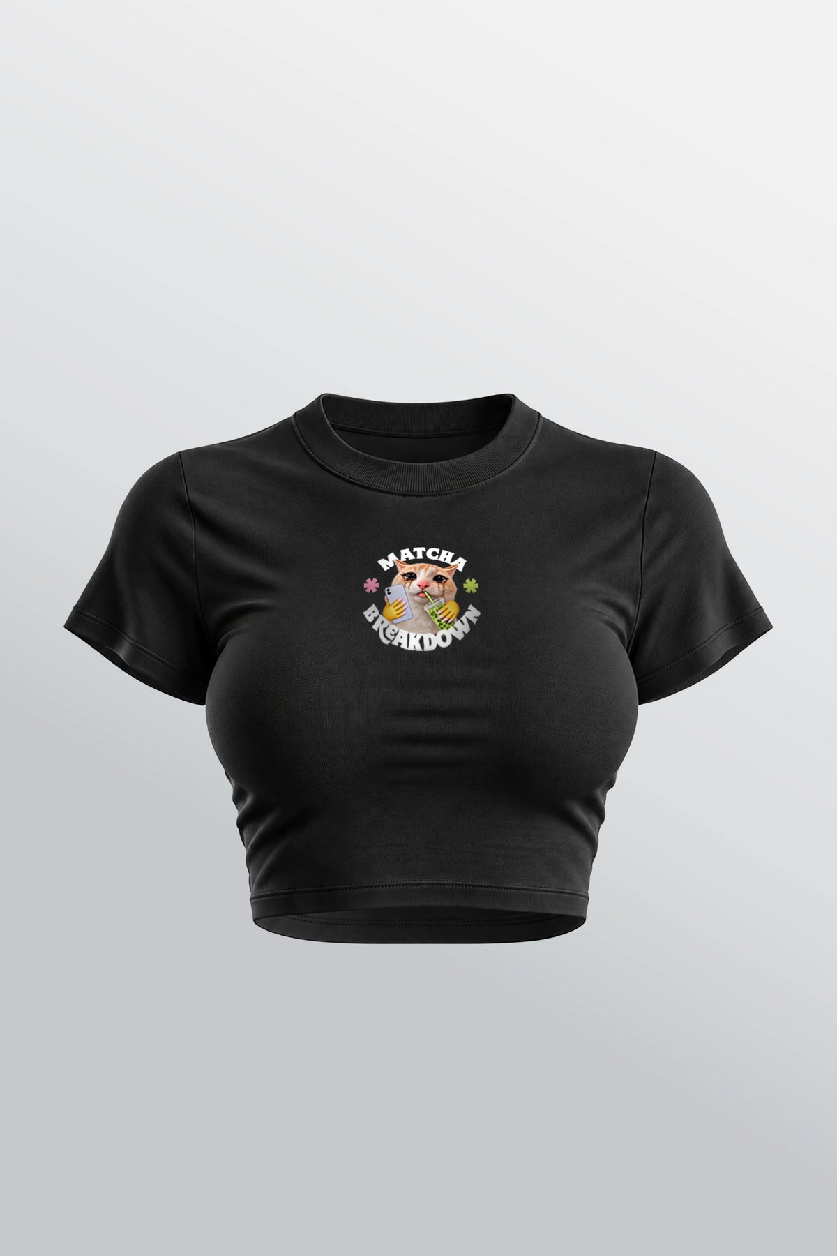 Matcha Breakdown Baby Tee Black