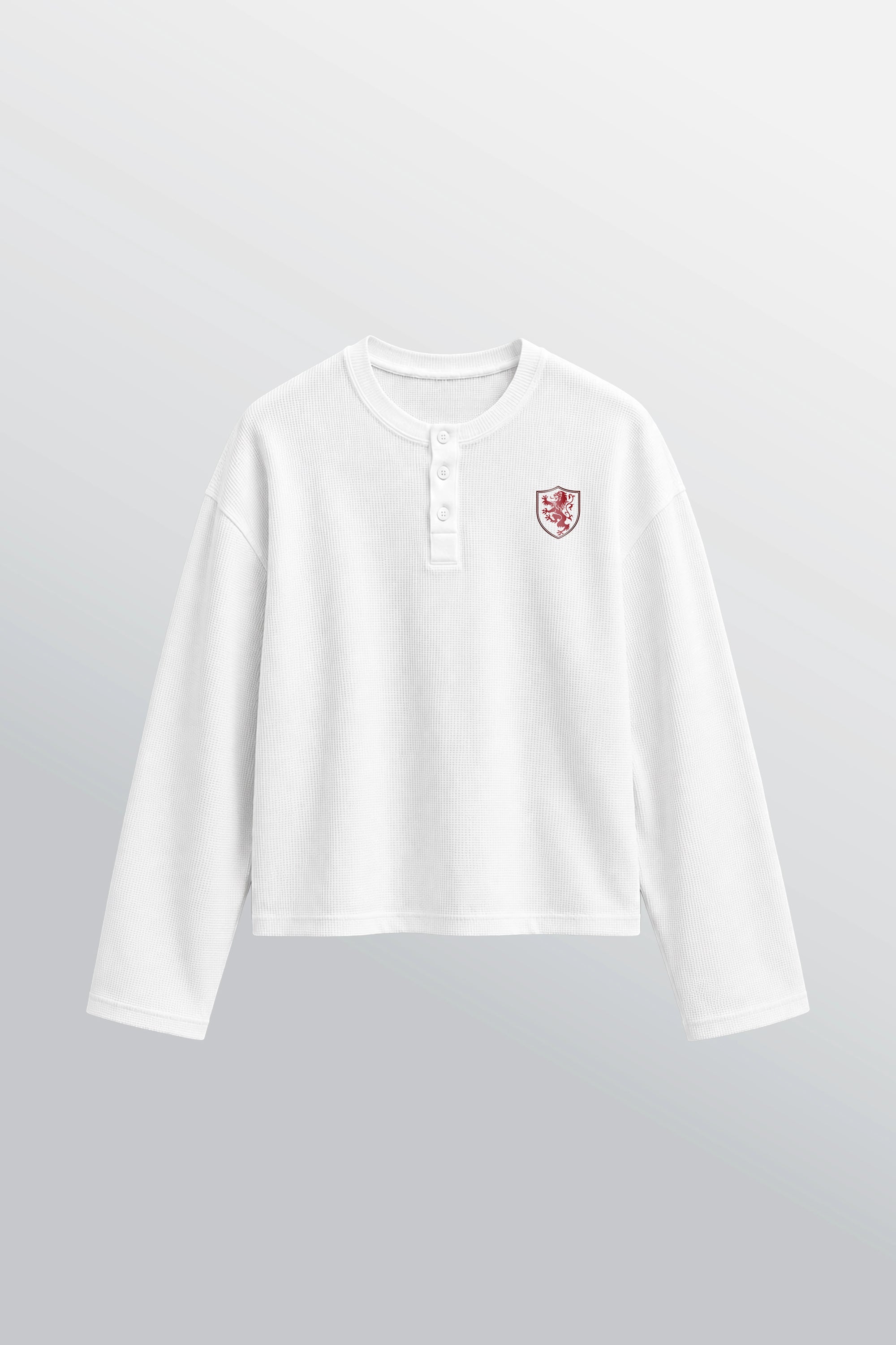 Lannister Love Oversized Henley Waffle Tee White – Front