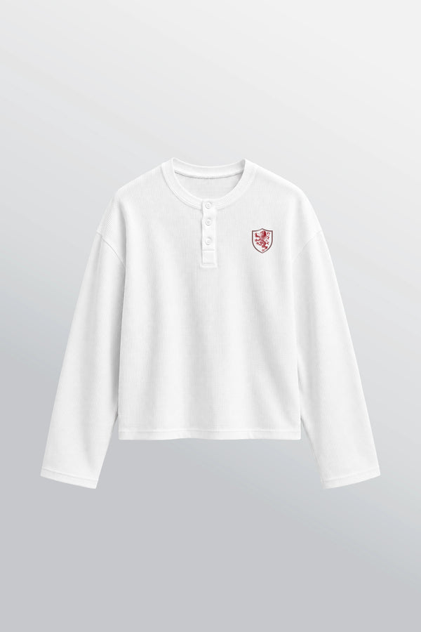 Lannister Love Oversized Henley Waffle Tee White