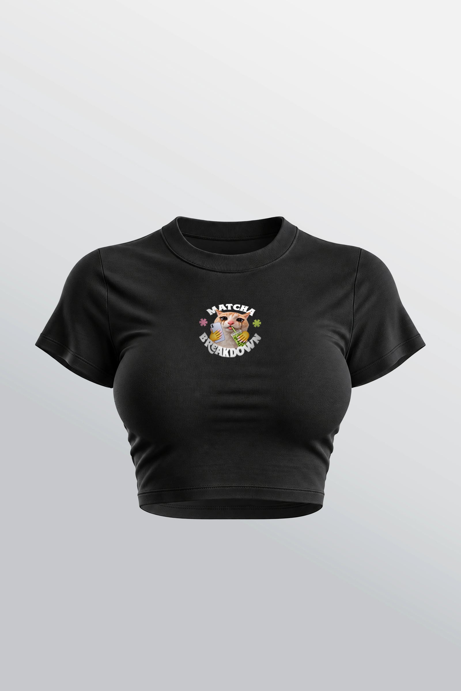 Matcha Breakdown Baby Tee Black