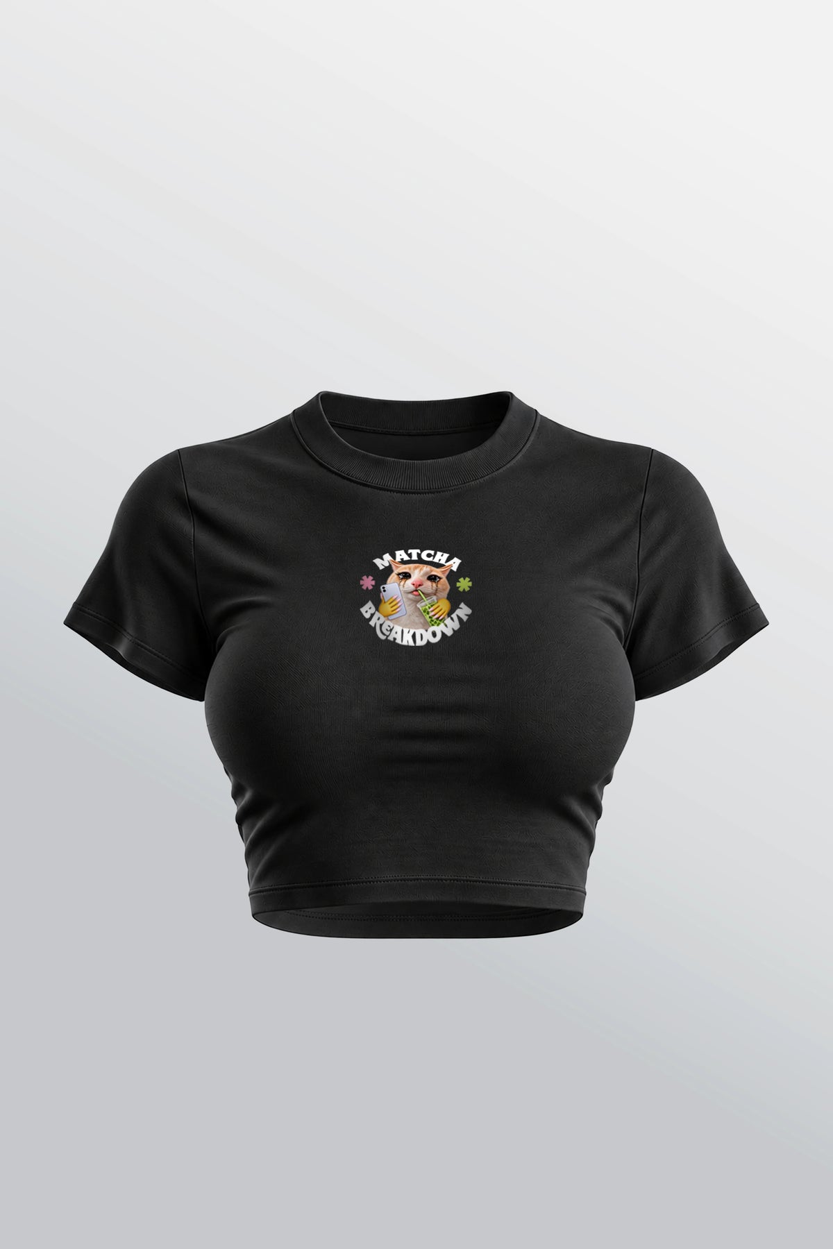 Matcha Breakdown Baby Tee Black - Front
