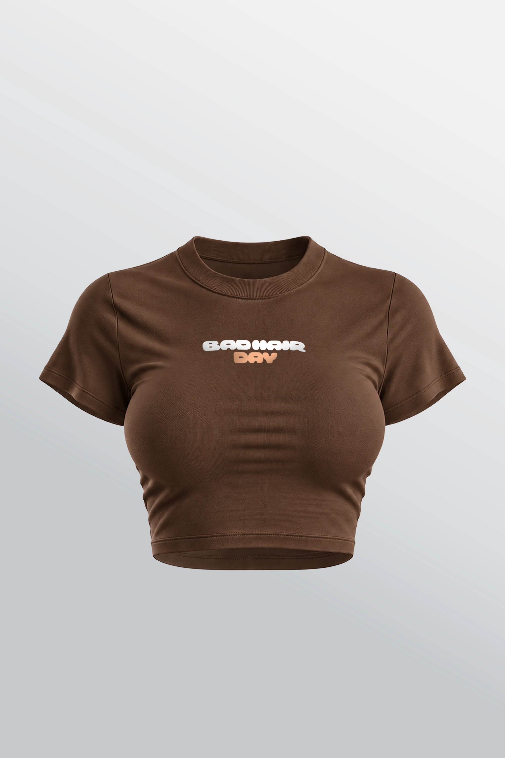 Bad Hair Day Baby Tee Brown - Front