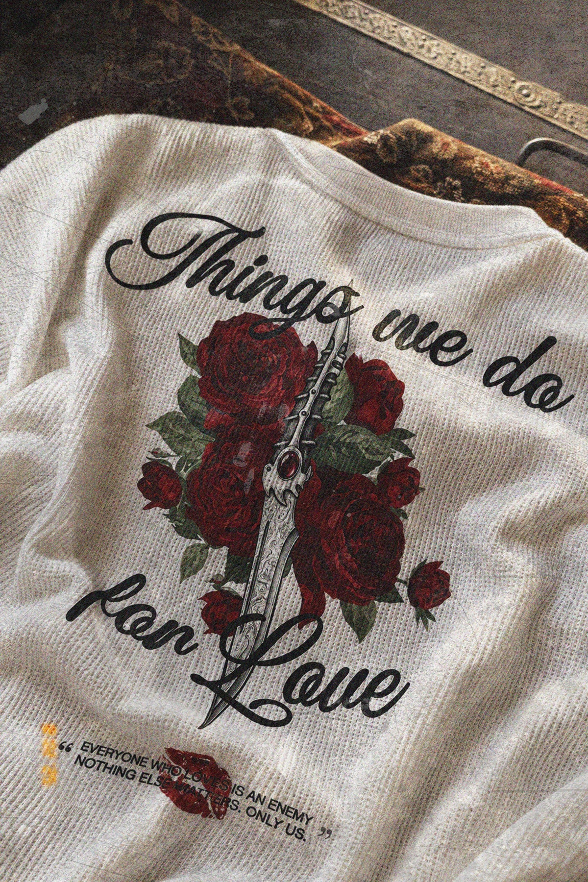 Lannister Love Oversized Henley Waffle Tee White
