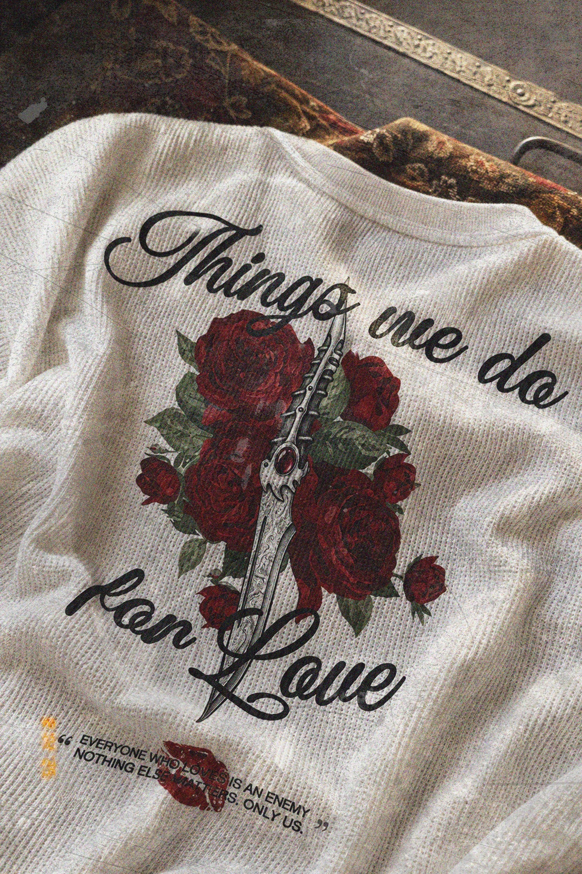 Lannister Love Oversized Henley Waffle Tee White