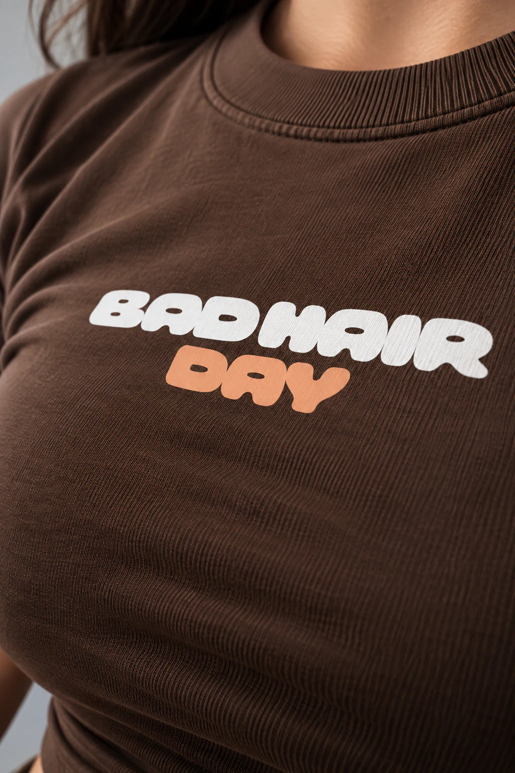 Bad Hair Day Baby Tee Brown