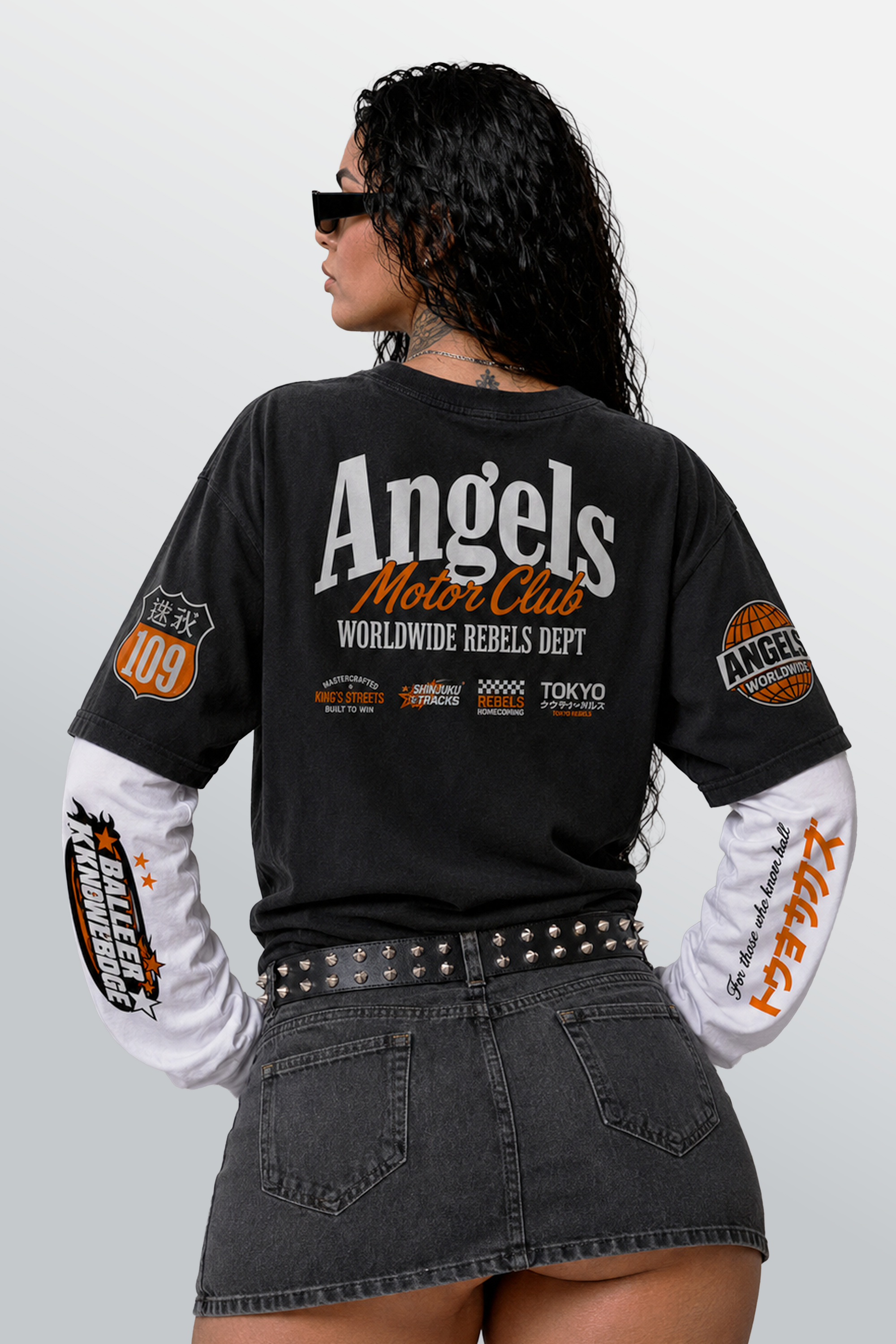 Shibuya Division Layered Tee Black – Model-Alt-Back