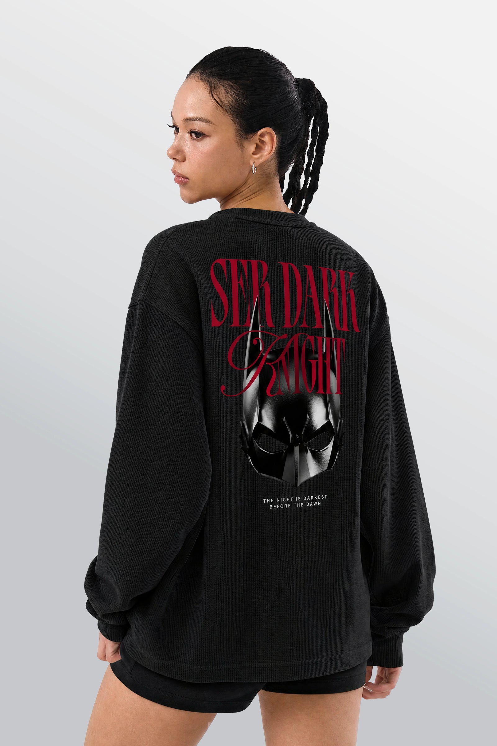 Ser Dark Knight Oversized Waffle Tee Black