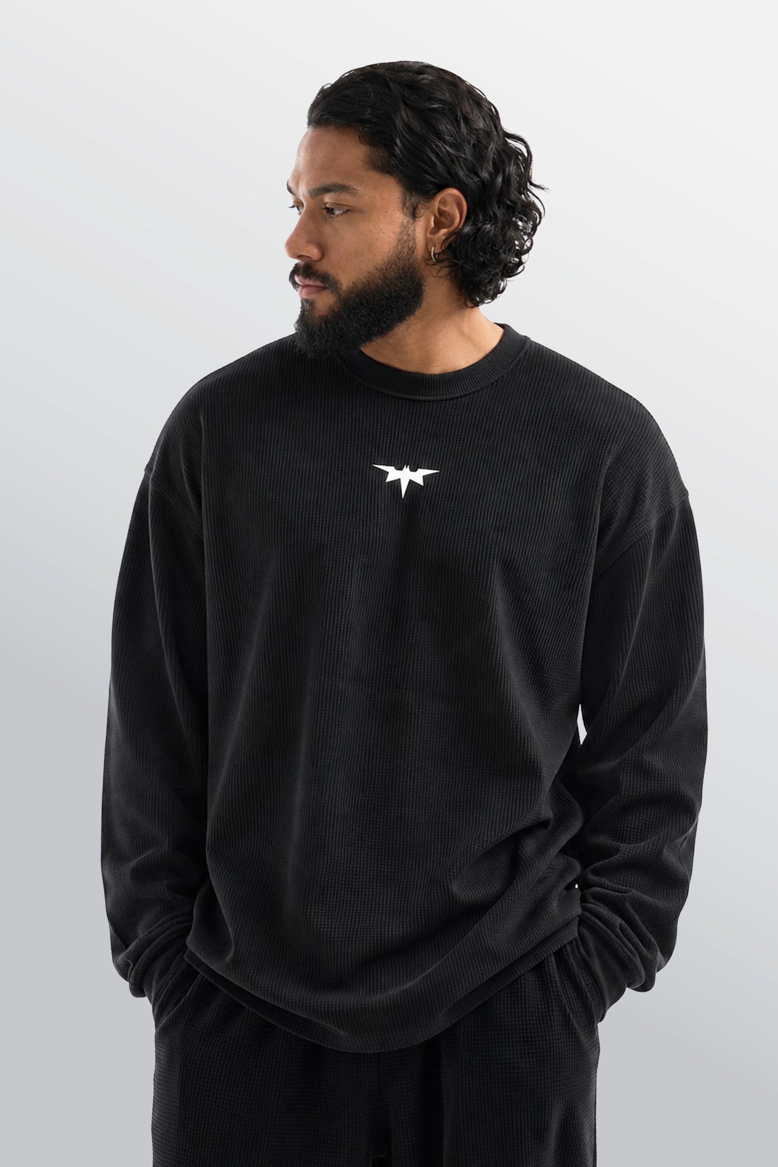 Ser Dark Knight Oversized Waffle Tee Black