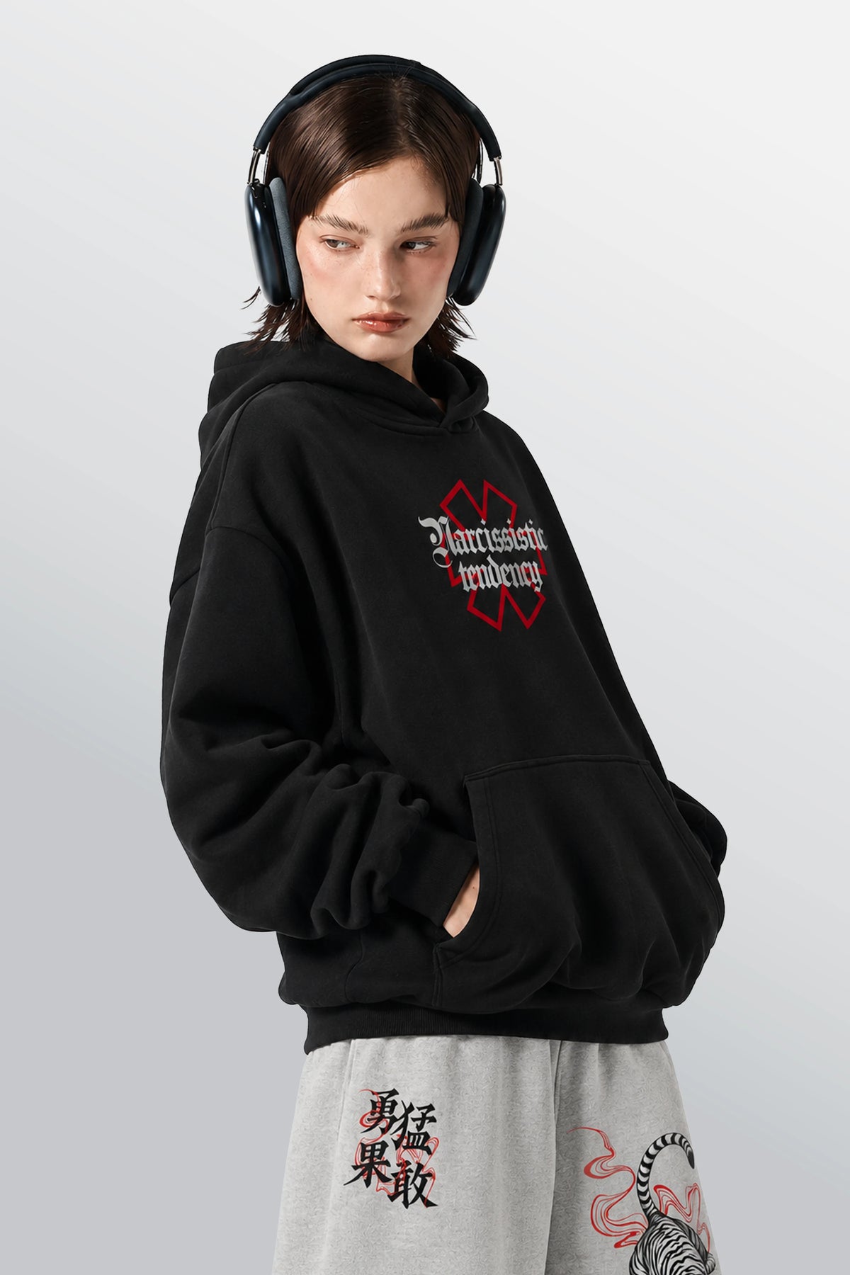Narcissistic Tendency Oversized Hoodie Black