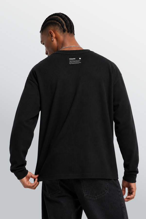 Crew Oversized Waffle Tee Black