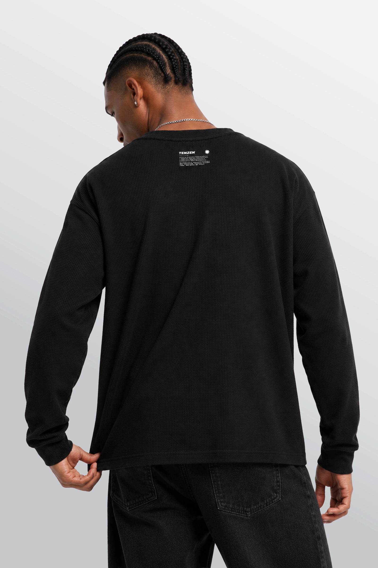 Crew Oversized Waffle Tee Black