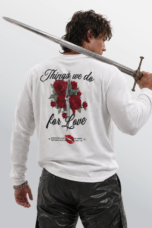 Lannister Love Oversized Henley Waffle Tee White