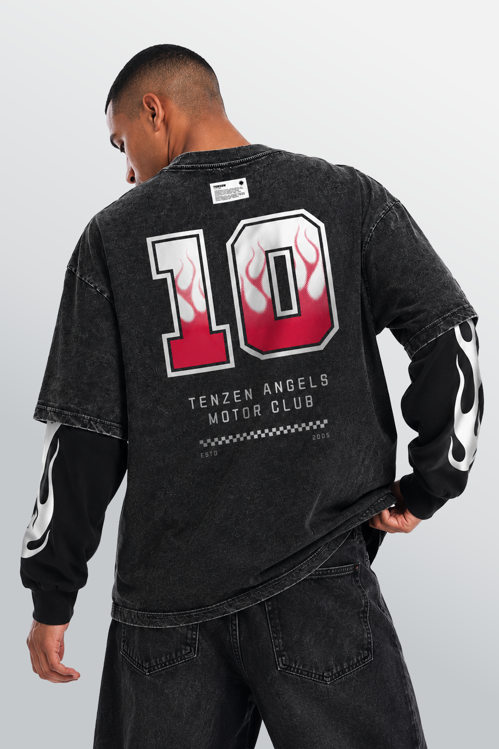 Angels Motor Club Layered Tee Acid Black