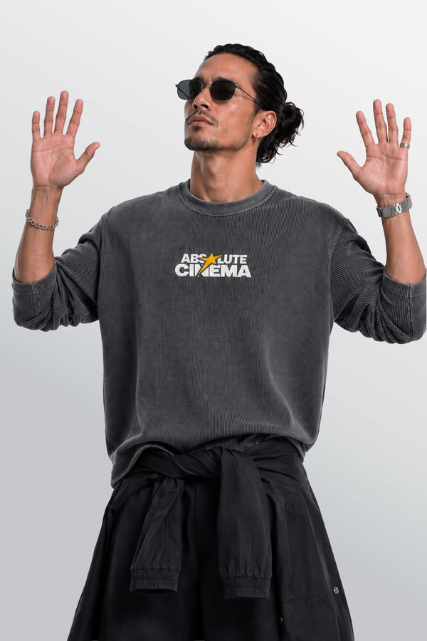 Absolute Cinema Oversized Waffle Tee Acid Black