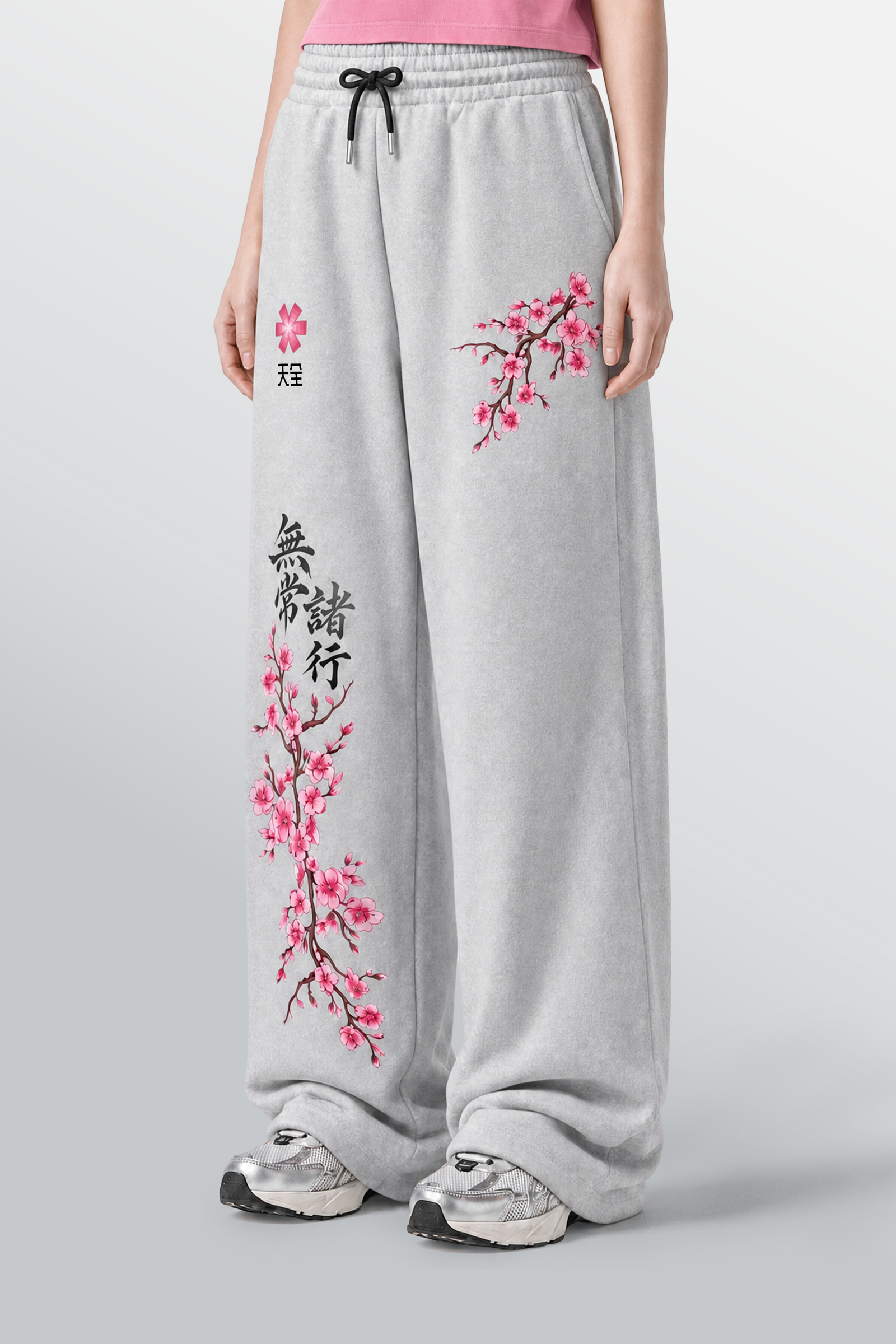 Impermanent Sakura Loose-Fit Sweatpants Grey