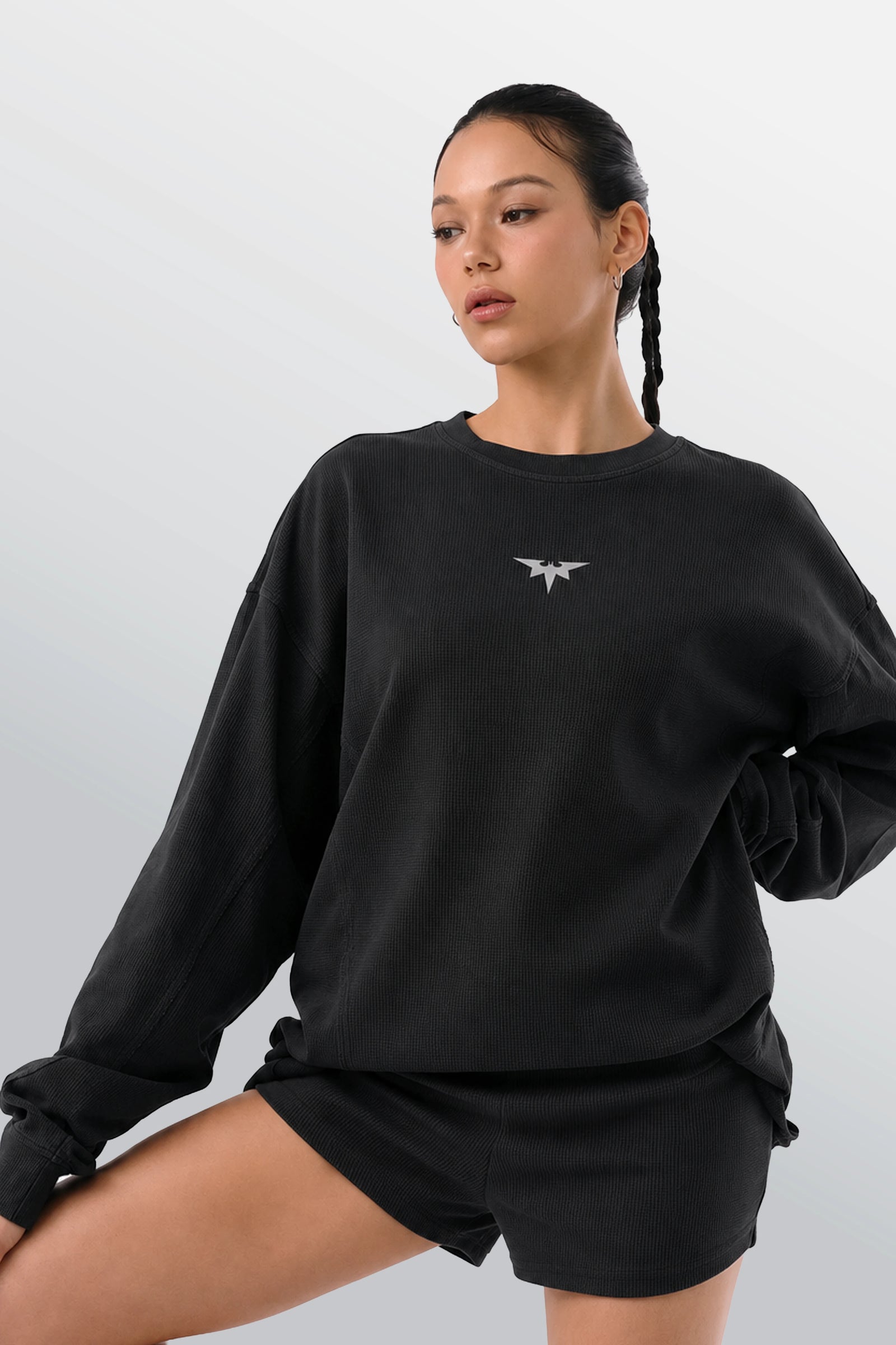 Ser Dark Knight Oversized Waffle Tee Black