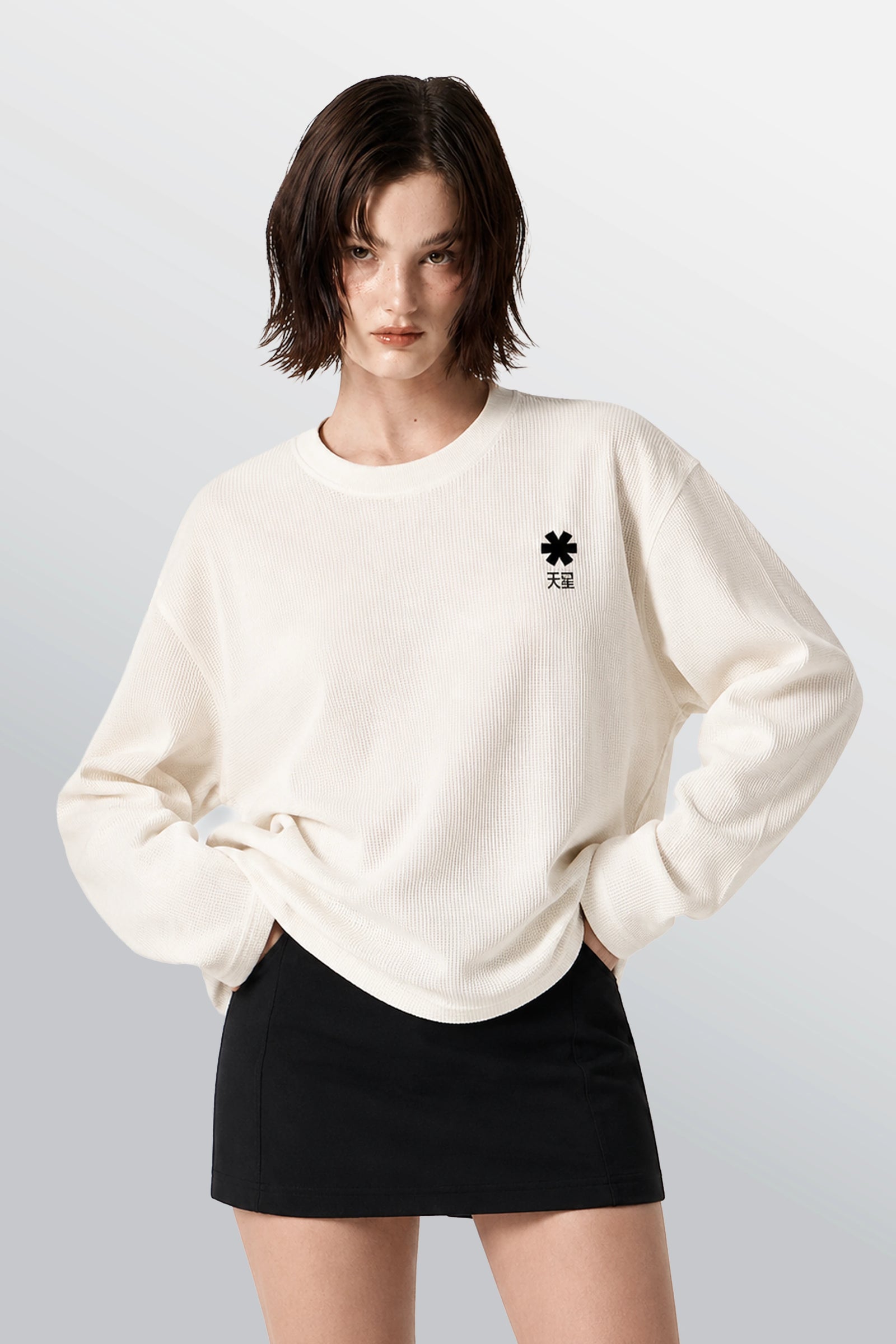 Crew Oversized Waffle Tee Off White