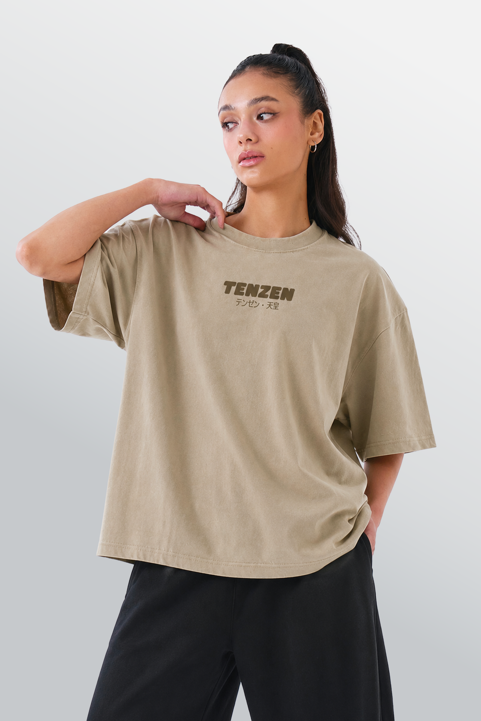 Crew Oversized Tee Beige