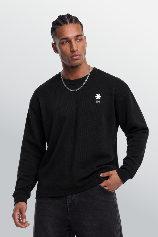 Crew Oversized Waffle Tee Black