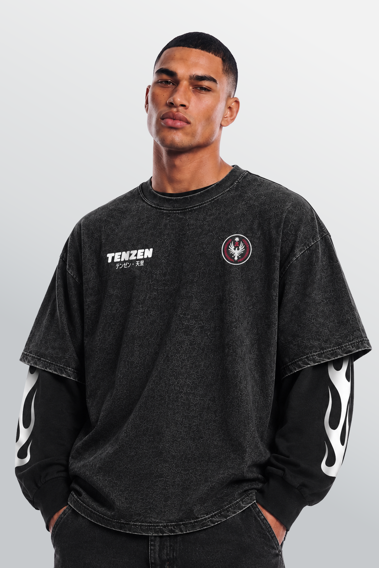 Angels Motor Club Layered Tee Acid Black