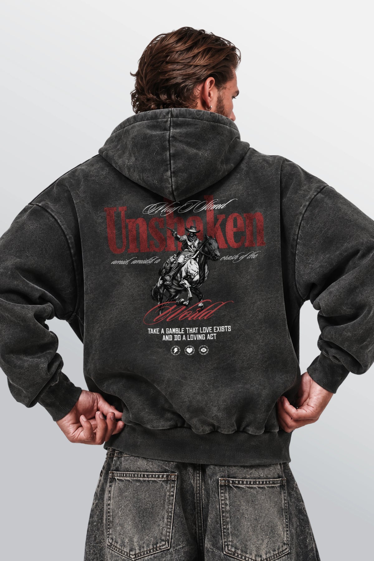 Stand Unshaken Oversized Hoodie Acid Black