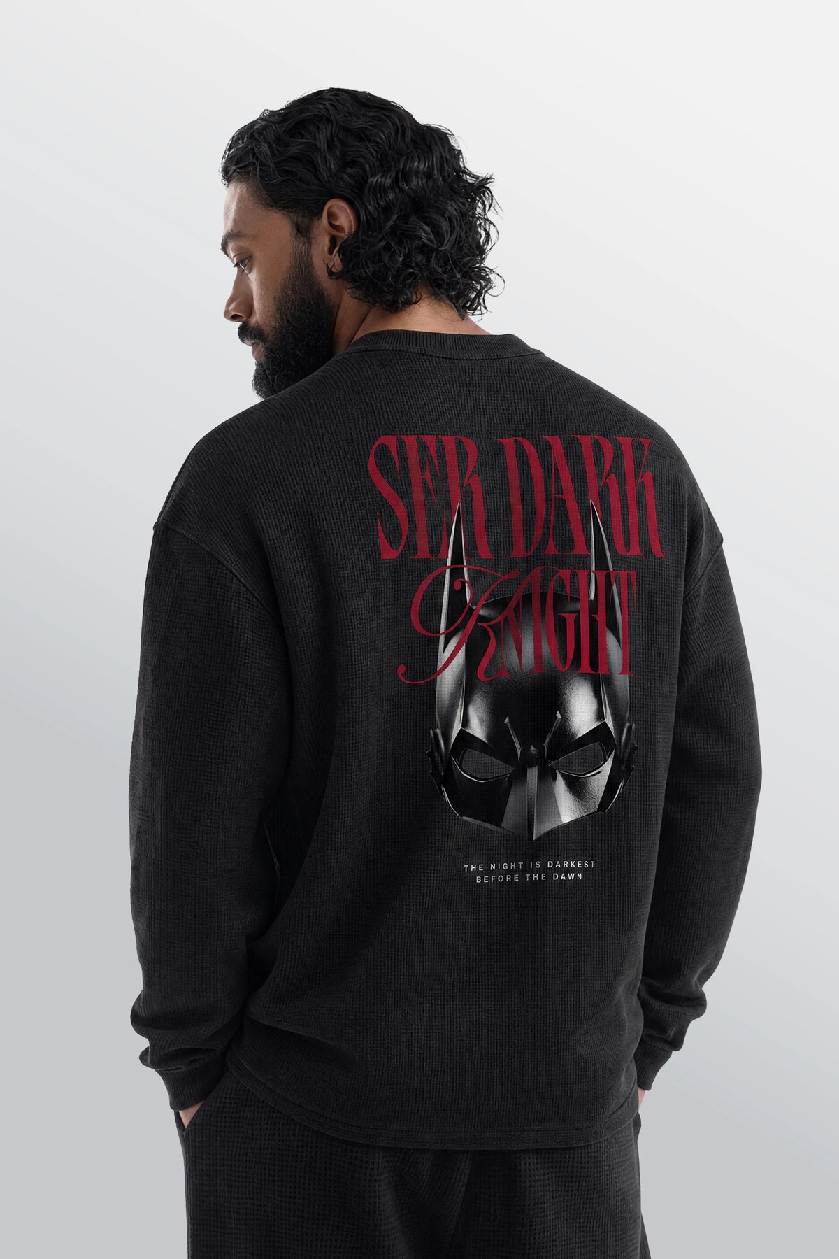 Ser Dark Knight Oversized Waffle Tee Black