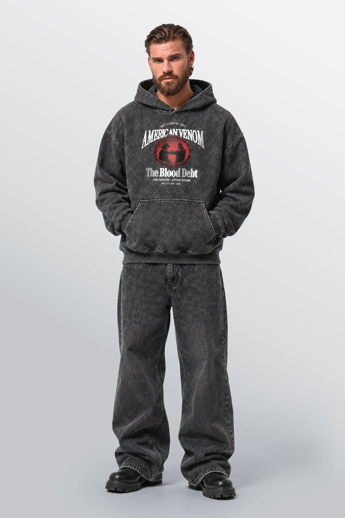 Stand Unshaken Oversized Hoodie Acid Black