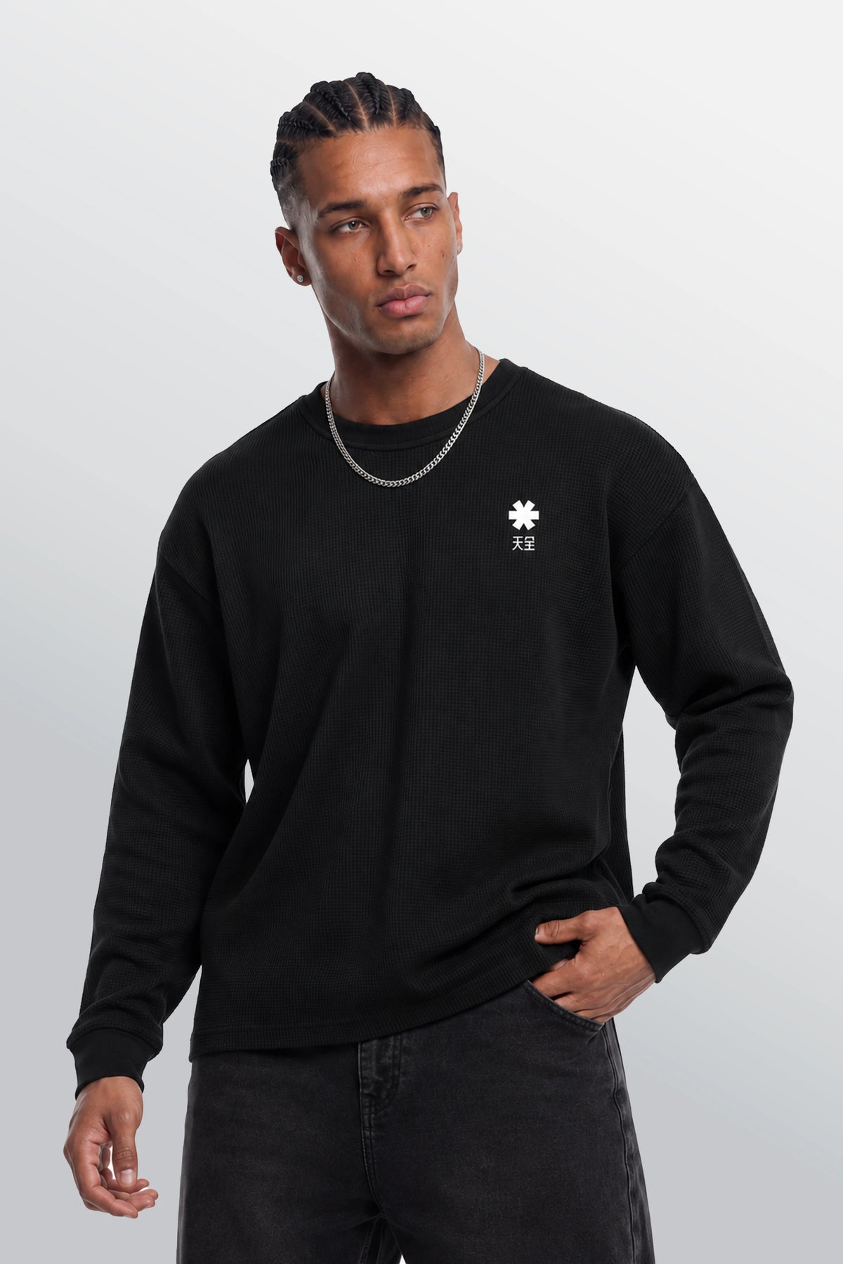 Crew Oversized Waffle Tee Black