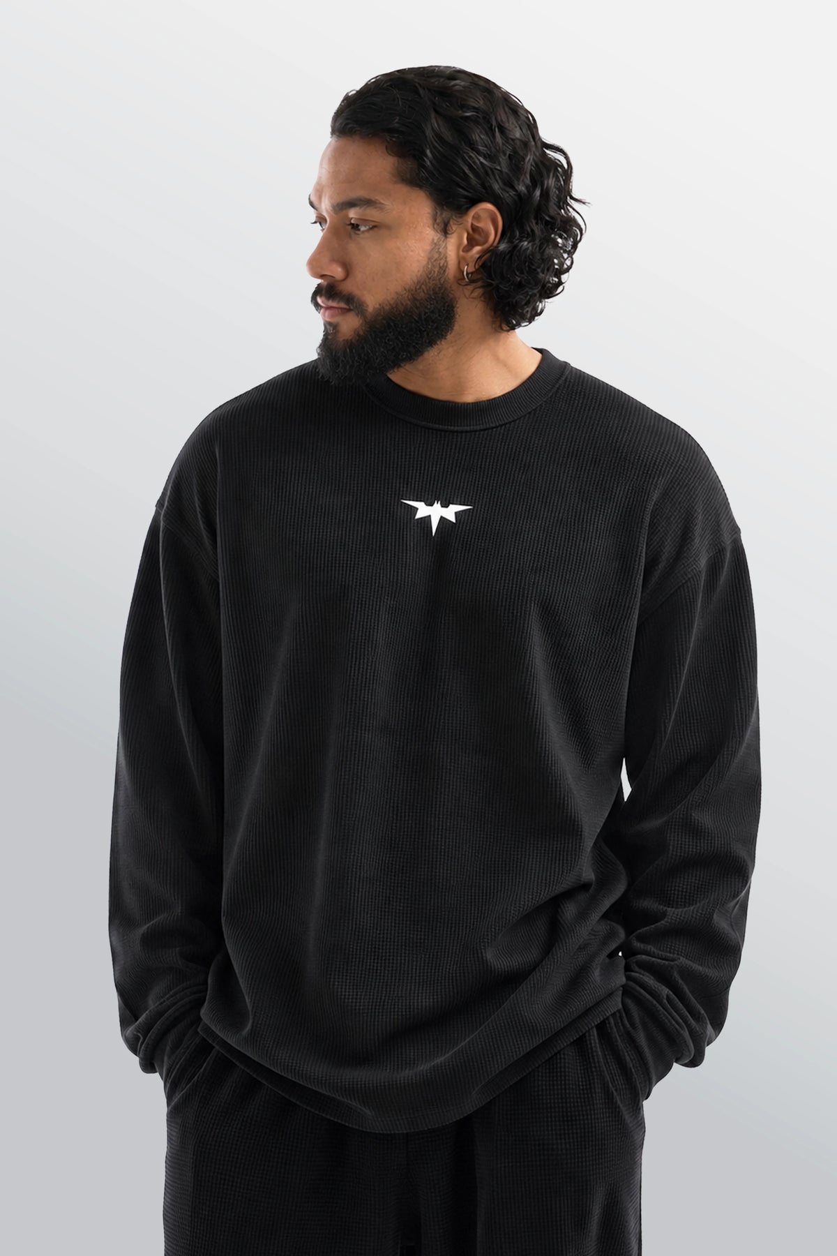 Ser Dark Knight Oversized Waffle Tee Black