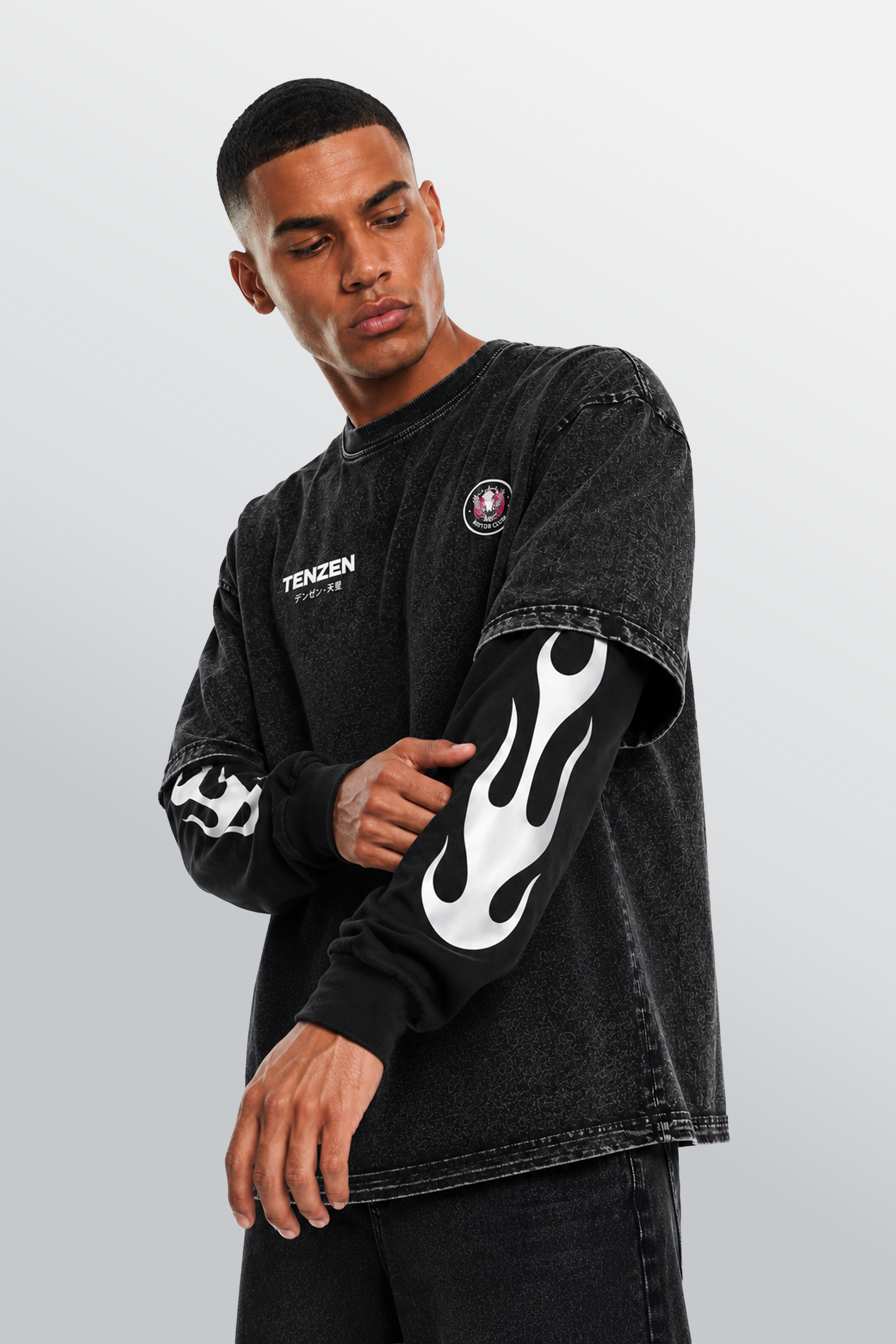 Tenzen Angels Motor Club Layered Tee Acid Black – Model-Side