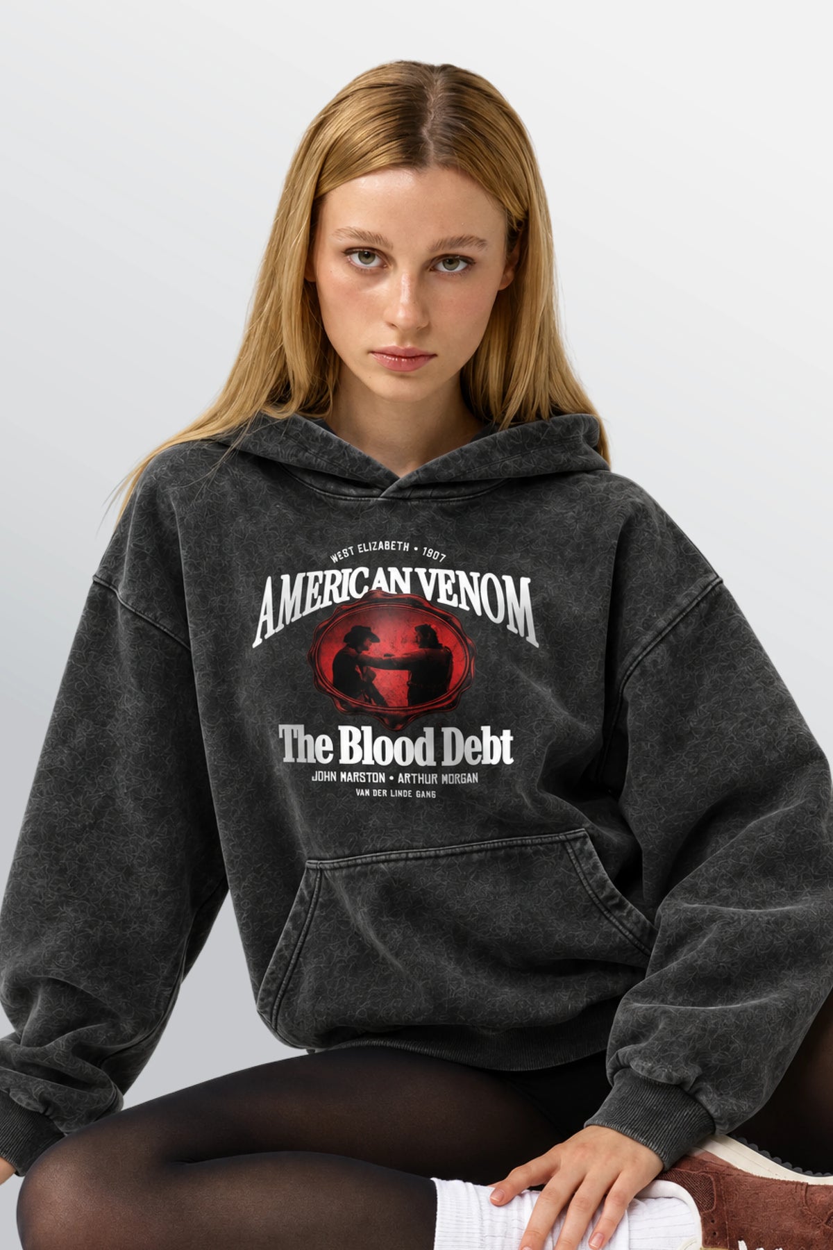 Stand Unshaken Oversized Hoodie Acid Black